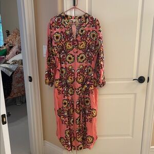 Boden Pink and Black Long Sleeve Sundress